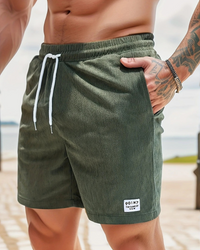 Herren gerippte Sommershorts | kurze – Armee grün