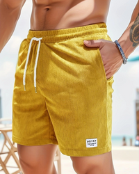 Herren gerippte Sommershorts | kurze – Gelb
