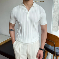 Herren gestreiftes Poloshirt | Kurzarm – Weiß