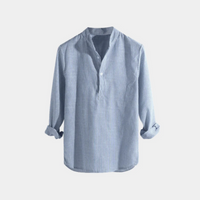 Herren gestreiftes Sommerhemd | Langarm – Blau