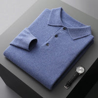 Sebastian | Herren Kaschmir Polo Strickpullover – Blau