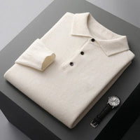 Sebastian | Herren Kaschmir Polo Strickpullover – Weiß