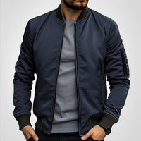 Niklas | Herren Klassische Bomber Jacket Übergangsjacke mit Rippbündchen – Dunkelblau