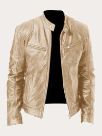 Stefan | Herren Klassische Slim-Fit Echtleder Bikerjacke – Gold