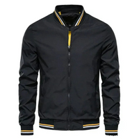 Herren klassische Sommer-Bomberjacke | Zipper – Schwarz