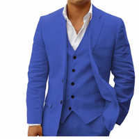 Herren klassisches 3-teiliges Trauzeugen-Set | mit Weste – Blau