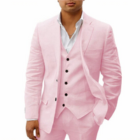 Herren klassisches 3-teiliges Trauzeugen-Set | mit Weste – Rosa