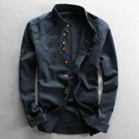 Herren klassisches elegantes Hemd | Langarm – Marine