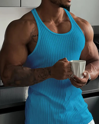Herren klassisches geripptes Tanktop | Sport – Blau