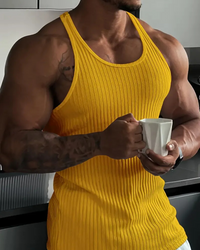 Herren klassisches geripptes Tanktop | Sport – Gelb