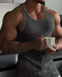 Herren klassisches geripptes Tanktop | Sport – Grau