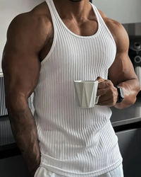 Herren klassisches geripptes Tanktop | Sport – Weiß
