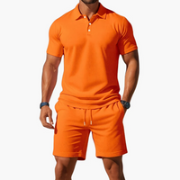 Herren klassisches Poloshirt- und Shorts-Set | Twin – Orange