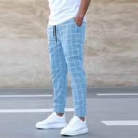 Herren lässige karierte Hose | Chino – Hellblau