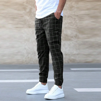 Herren lässige karierte Hose | Chino – Schwarz