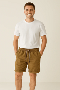 Herren lässige kurze Cordhosen | Sommer – Beige