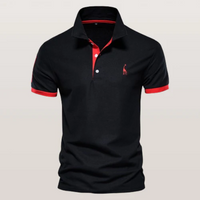Herren lässiges Polo | Kurzarm – Schwarz Rot