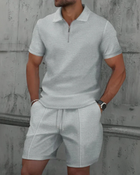 Herren lässiges Poloshirt- und Shorts-Set | kurzer hose – Grau