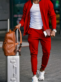 Herren lässiges Zweiteiler-Set | Sportliche – Rot