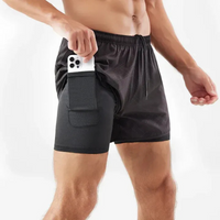 Herren-Laufshorts mit Handytasche | Sportlich – Schwarz Prägung