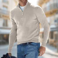 Felix | Herren Leichter Quarter-Zip Strickpullover – Beige