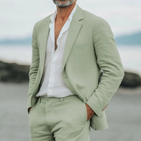 Herren leichtes Sommer-Set aus Blazer und Hose | Moderner – Salbei grün
