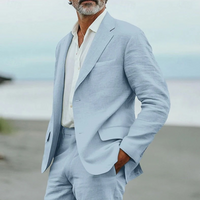 Herren leichtes Sommer-Set aus Blazer und Hose | Moderner – Hellblau