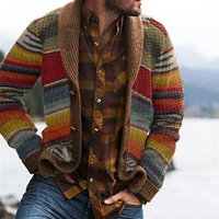 Herren mehrfarbig gestreift Strickjacke | Gestrickt – Mehrfarbig