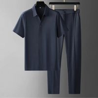 Herren modernes Polo- und Hosen-Set | Komplett – Blau