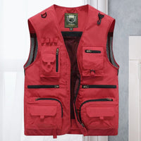 Tobias | Herren Outdoor-Gilet atmungsaktiv Nylon Multitaschen-Weste – Rot