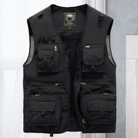 Tobias | Herren Outdoor-Gilet atmungsaktiv Nylon Multitaschen-Weste – Schwarz