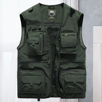 Tobias | Herren Outdoor-Gilet atmungsaktiv Nylon Multitaschen-Weste – Oliv