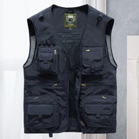 Tobias | Herren Outdoor-Gilet atmungsaktiv Nylon Multitaschen-Weste – Dunkelblau
