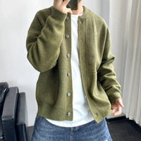 Leon | Herren Oversized Strick-Cardigan mit Knopfleiste – Grün