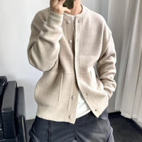 Leon | Herren Oversized Strick-Cardigan mit Knopfleiste – Beige