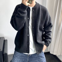 Leon | Herren Oversized Strick-Cardigan mit Knopfleiste – Schwarz