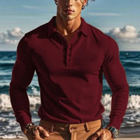 Herren-Poloshirt mit langen Ärmeln | Langarm – Bordeaux