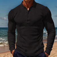 Herren-Poloshirt mit langen Ärmeln | Langarm – Schwarz