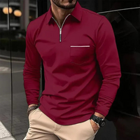 Herren Poloshirt mit Reißverschluss | Langarm – Bordeaux