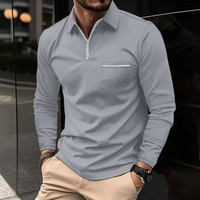 Herren Poloshirt mit Reißverschluss | Langarm – Grau