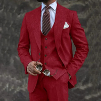 Herren Premium 3-teiliger Anzug | Hochzeits – Rot