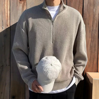 Eleganter Pullover mit halbem Reißverschluss für Herren | Warmer – Grau