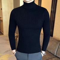 Herren Pullover mit schmaler Passform | Rollkragen – Schwarz