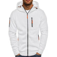 Simon | Herren Reißverschluss Kapuzenpullover Knit Sweater mit Kordelzug – Weiß