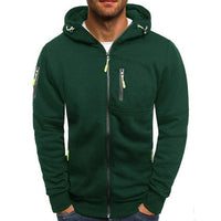 Simon | Herren Reißverschluss Kapuzenpullover Knit Sweater mit Kordelzug – Grün
