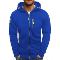Simon | Herren Reißverschluss Kapuzenpullover Knit Sweater mit Kordelzug – Blau