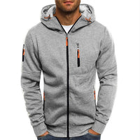 Simon | Herren Reißverschluss Kapuzenpullover Knit Sweater mit Kordelzug – Hellgrau