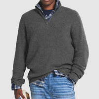 Lukas | Herren Rippstrick Quarter-Zip Knit Sweater Business Casual Pullover – Grau