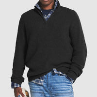 Lukas | Herren Rippstrick Quarter-Zip Knit Sweater Business Casual Pullover – Schwarz
