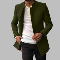 Matthias | Herren Slim-Fit Wool Coat eleganter Stehkragen Mantel – Grün